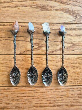 Fairy Crystal Spoons Set of 4 Gemstone Crystal Witch Spoon Set